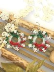 画像3: ボンジュックオヤピアス｜リースの花｜クリスマスカラー｜エブルー